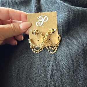 ‼️NWT Plunder Gold Chain Hoop Earrings